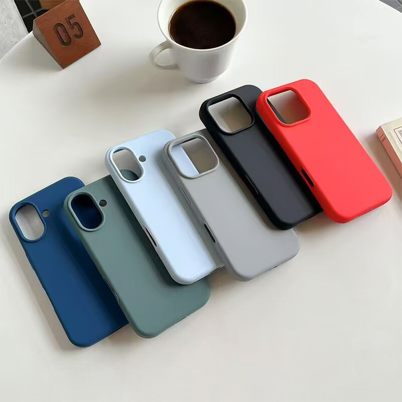 Large window design, genuine liquid silicone phone case, suitable for Apple phones, solid color, one-piece phone protective case