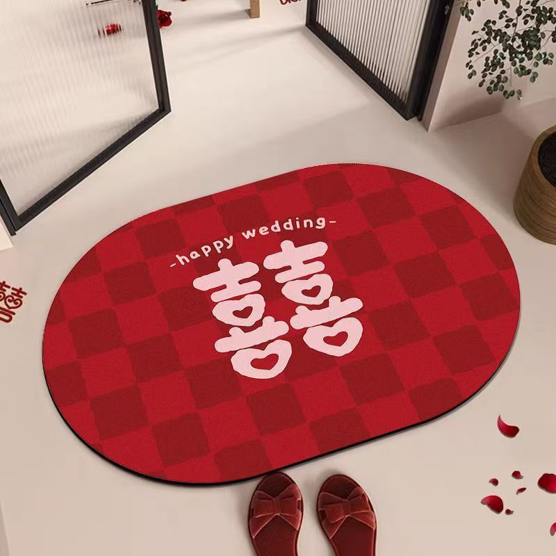 结婚浴室地垫硅藻泥喜庆吸水脚垫卫生间门口垫子婚房红色喜字地毯产品实拍图