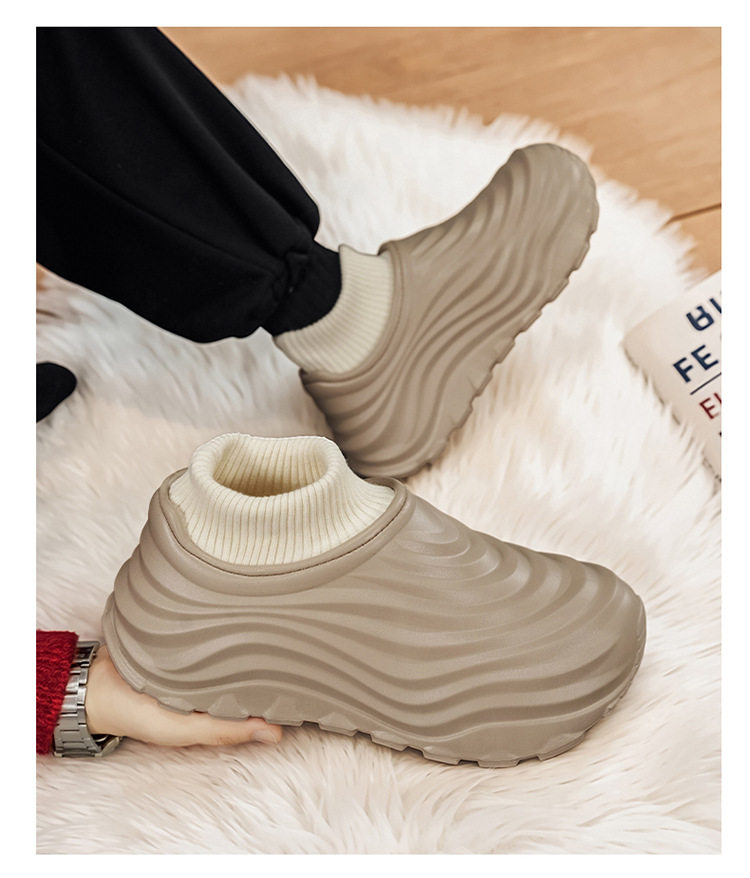 Dép bông nam đi trong nhà mùa đông lót lông dày giữ ấm chống trượt — cà phê, màu kaki, đen chi tiết 8