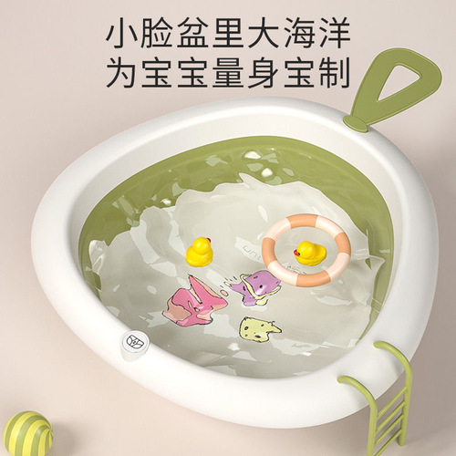 Folding washbasin baby portable washbasin outdoor portable home dormitory children's washbasin silicone environmentally friendly basin