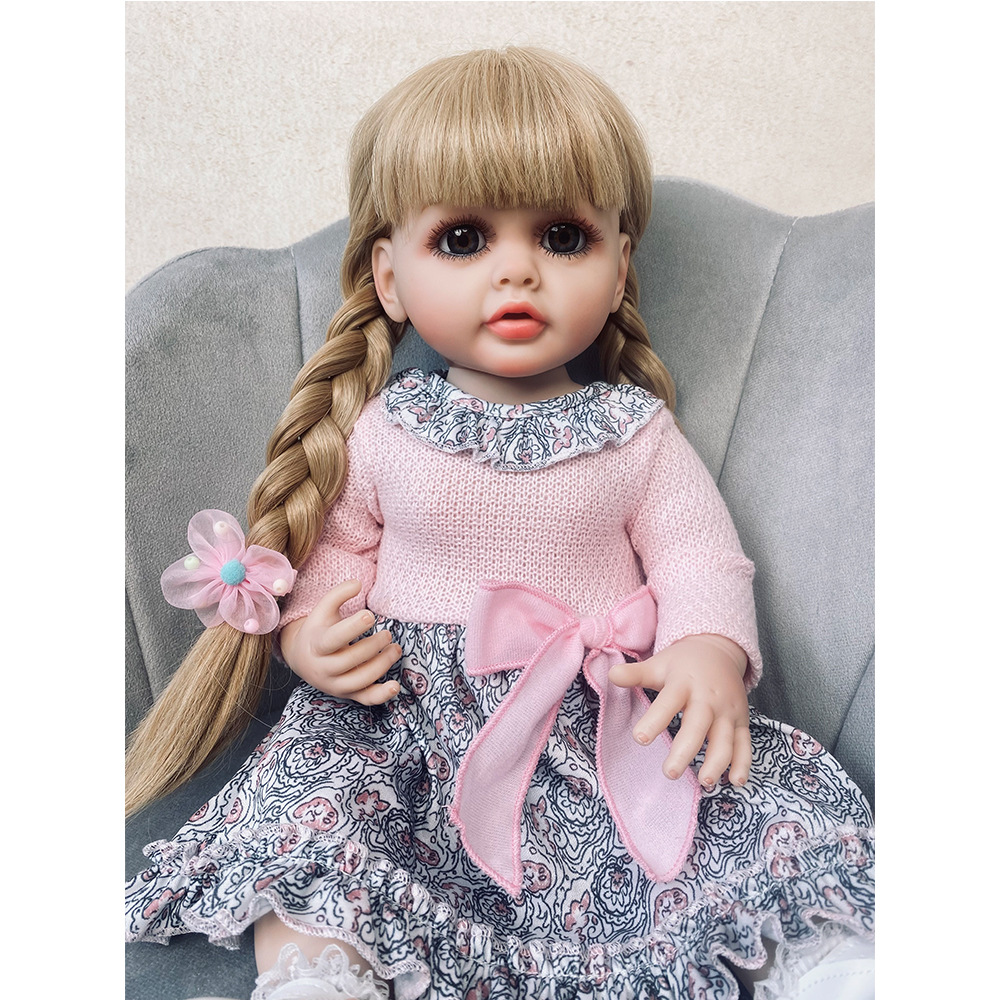 Nueva 55cm simulación bebé reborn muñeca juguete transfronterizo muñeca llena de vinilo TikTok entrega de una pieza