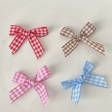 小清新格子蝴蝶结装饰配件DIY手工材料鞋袜配件服装辅料鞋花批发