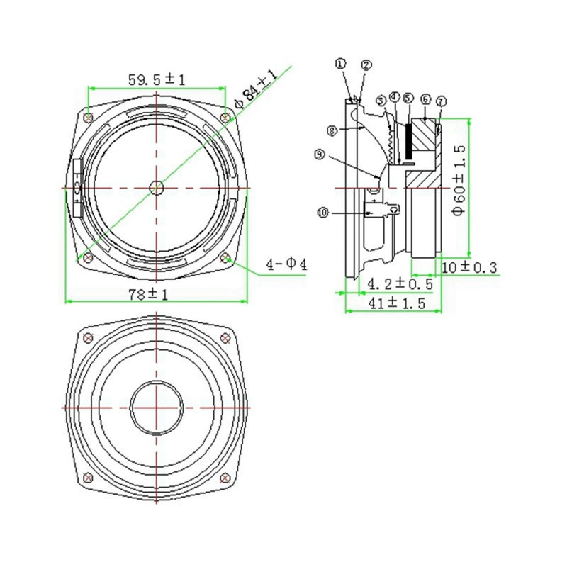 LS80W-14-R4 3-дюймовый 4 Евро 10 ватт 89ДБ резиновый край пластиковая чаша 60 магнитный средний сабвуфер 6.32В