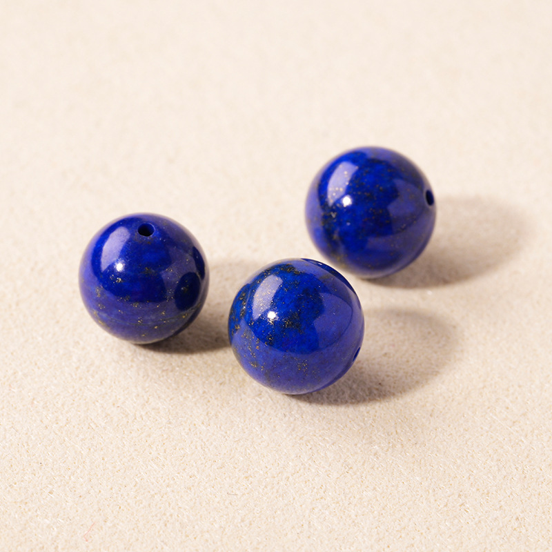 High quality less gold less white lapis lazuli through hole round beads