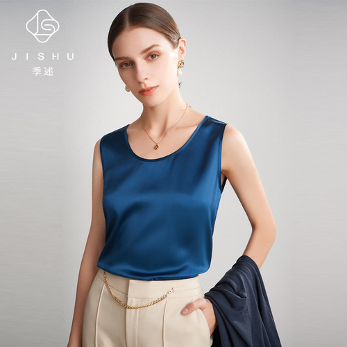 Silk vest women's satin 2024 spring and summer new mulberry silk sleeveless suspender top for inner wear and outer wear