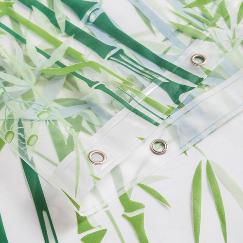 Amazon Xiyin Source Bamboo Forest Transparent Shower Curtain No Punching High-end Bedroom Bathroom Waterproof Partition Curtain