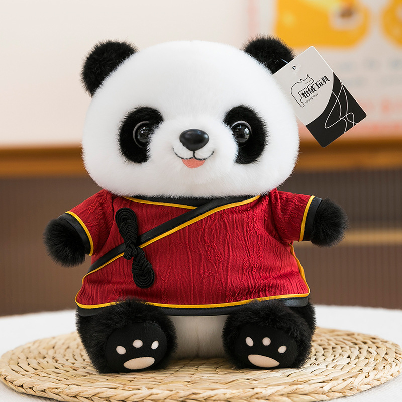 Tesoro nacional panda muñeca colgante Tang traje chino Chengdu panda muñeca regalo de cumpleaños impresa logotipo juguetes de peluche