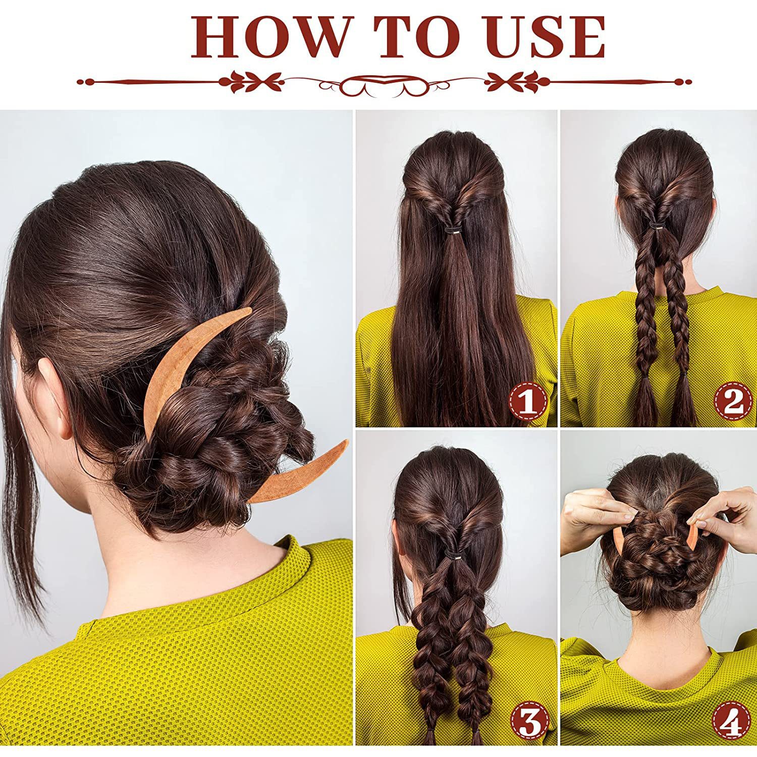 moon hair fork 木质月亮发簪