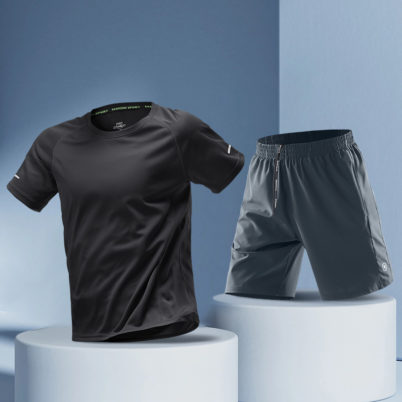 Trajes deportivos de seda de hielo para hombres, ropa de ejercicio, ropa de secado rápido, camisetas de verano, camisetas de baloncesto de entrenamiento delgadas, camisetas de manga corta