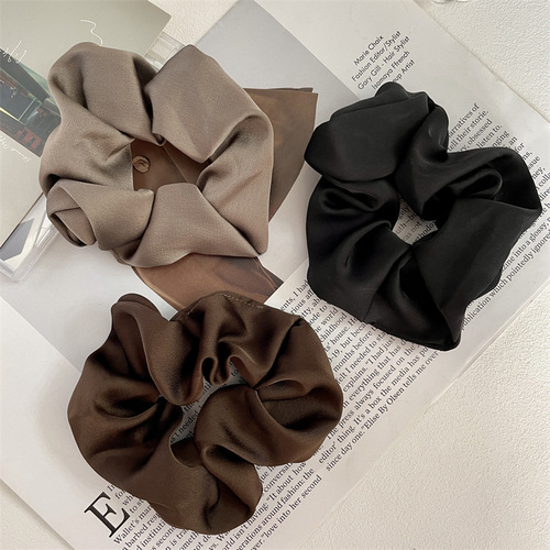 Silky Texture Acetic Acid Colon Hair Tie High-End Elegance Elegant Round Bun High Ponytail Hair Ribbon Headband with Skin Strap for Women