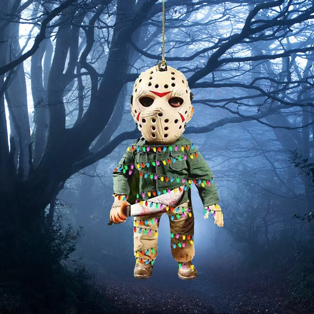 Decoración del árbol de Navidad transfronteriza película de terror plano Haning decoración de Halloween decoración colgante espejo retrovisor de automóvil