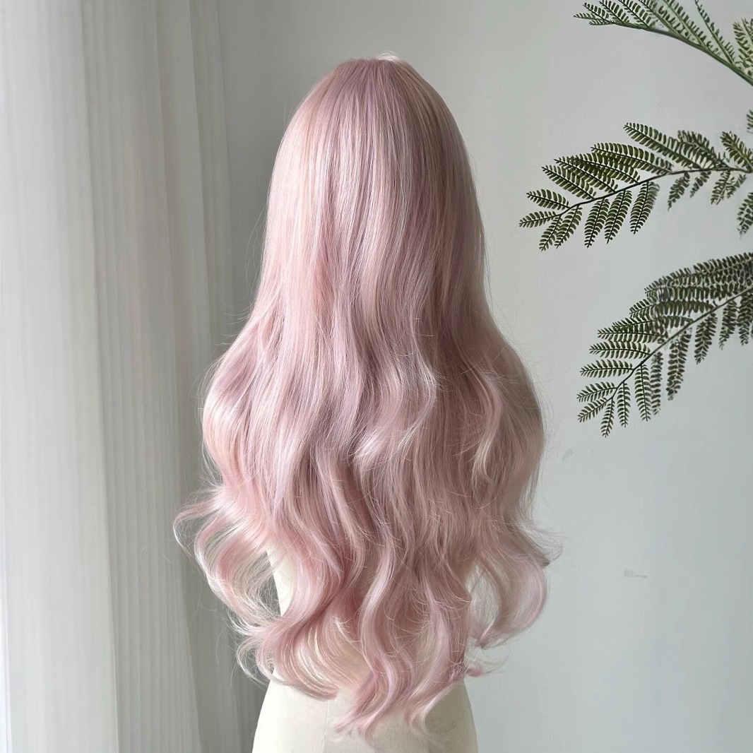Connie perika [Rose Pink] Rano proljeće Puna glava Duga kovrčava kosa Sanjiva ružičasta Prirodna voluminozna grupa djevojaka