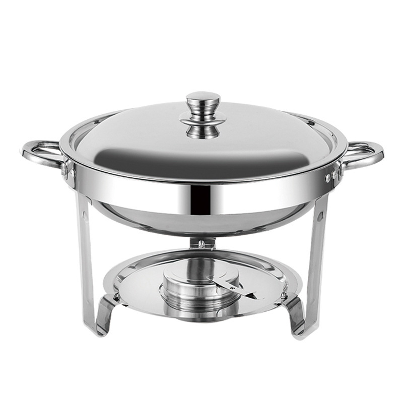 Selección estricta de hornos de buffet de acero inoxidable transfronterizos, restaurantes de hornos de aislamiento térmico de hoteles, calentadores de alimentos de hornos de alcohol redondos dorados