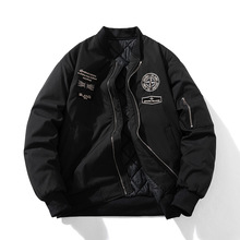 秋冬季复古潮牌夹棉飞行员夹克男情侣高街刺绣棒球服情侣棉服外套