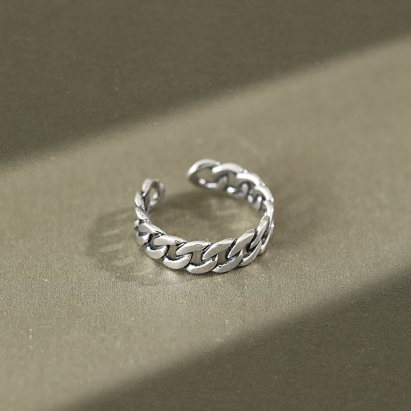 men's Stackable Rings Vintage For Men Trendy Ins Hip Hop Stackable Open Personality Minimalist Style Men's Single Chain Ring_voghion.com