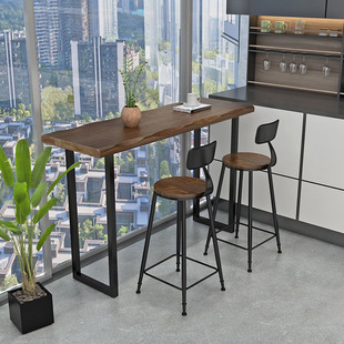 Solid Wood Bar Table and Chairs, Wall-Mounted Long Table, Household High Table, Commercial Window Bar Table