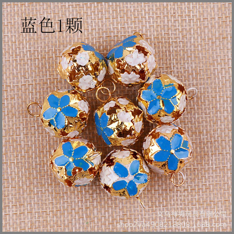 1 cloisonne estilo japonés flor bola campana hecha a mano DIY antiguo decorativo campana material accesorios colorido hueco campana