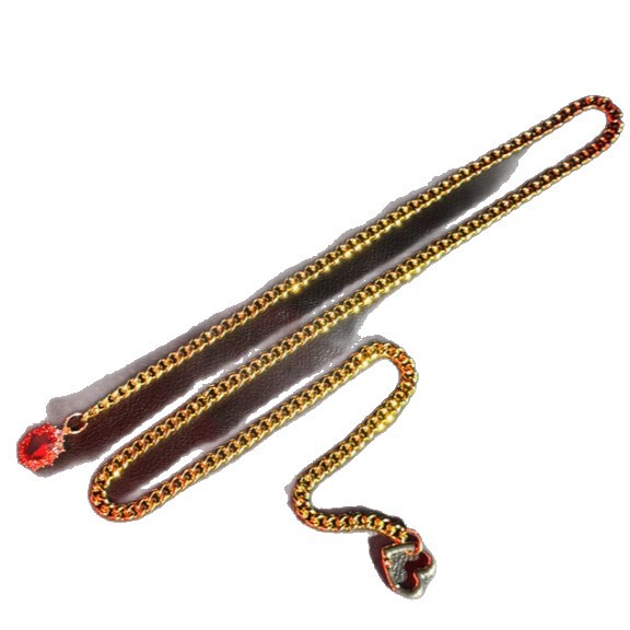 Vintage Layered Cuban Chain Necklace With Red Ruby Heart Pendant_voghion.com