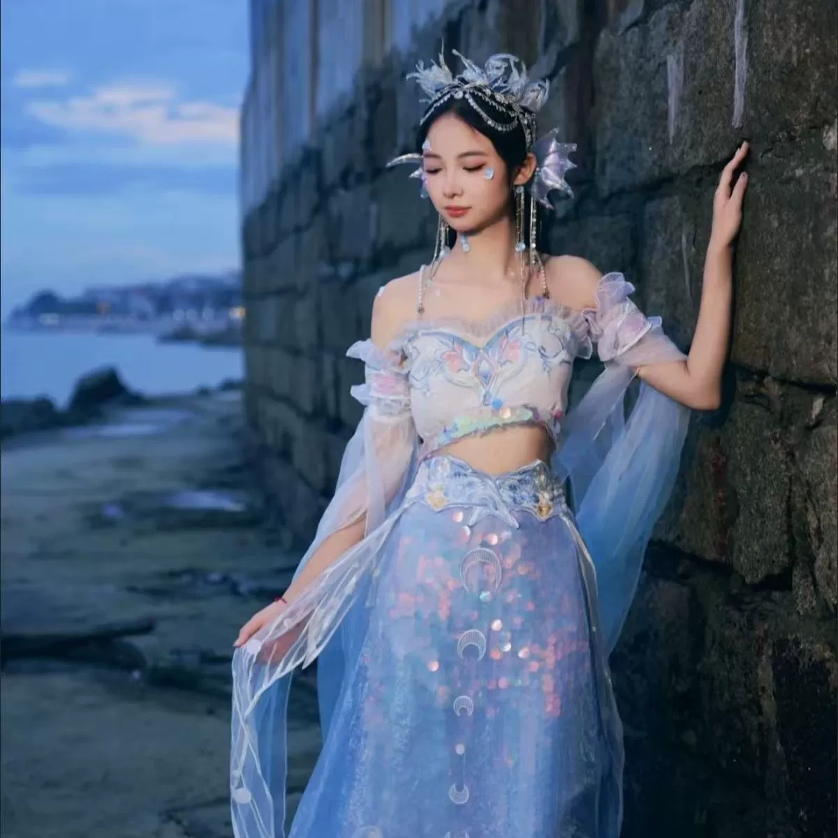 Xishuangbanna Sanya, путешествия, фотография, одежда принцессы русалки, одежда для путешествий на море, художественная одежда