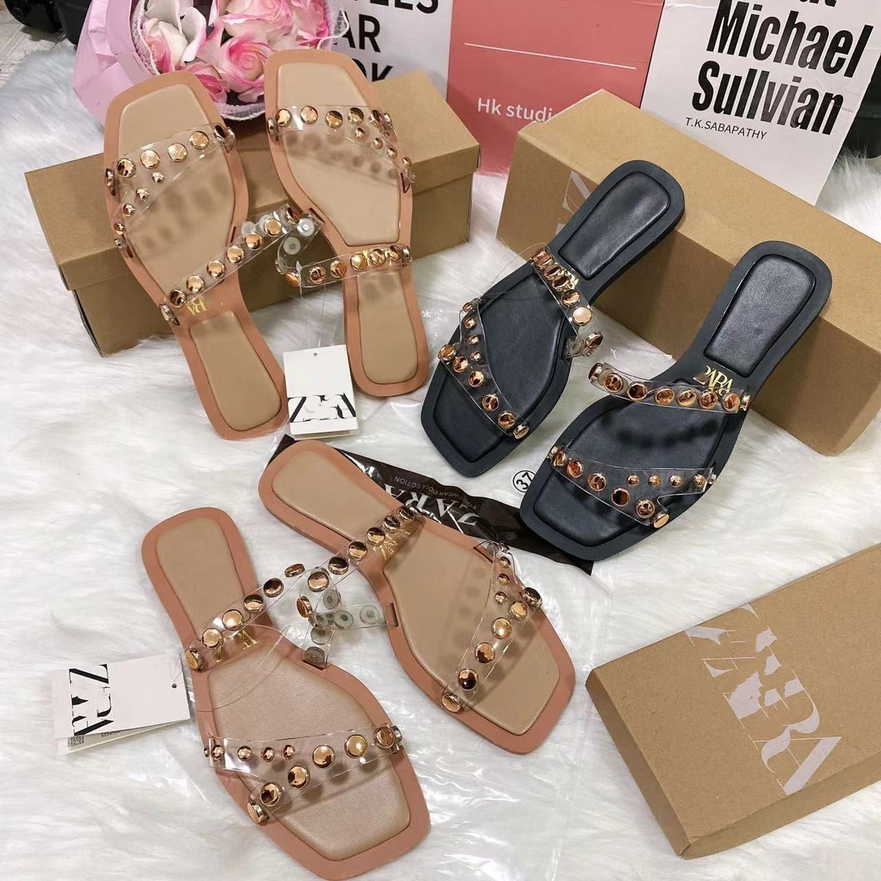 Original Special Price Stock Women's Slippers Women's Sandals 2024 Hot-Selling Model Zar New Style