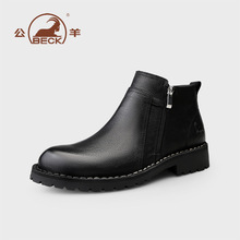 公羊男士马丁靴2025新款英伦风高帮真皮中帮皮鞋黑色工装靴子男款