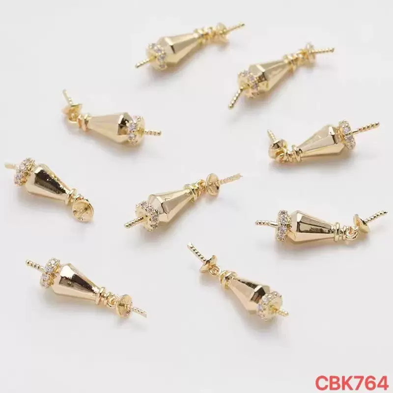 众兴微镶羊角钉连接器diy手链项链珍珠吊托连接吊珍珠帽托连接器