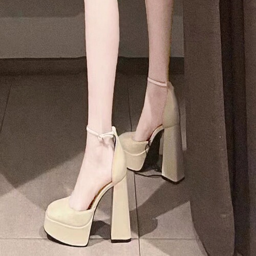 Mary Jane High Heel Women's 2025 Fairy Wind Waterproof Platform French Square Toe One Strap Sandal