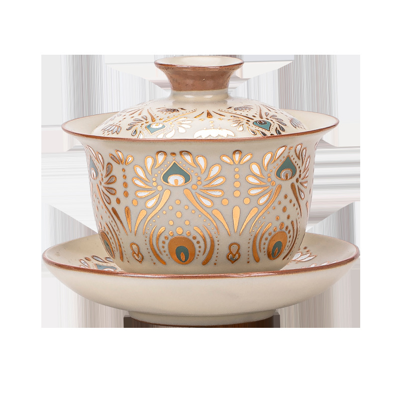 Ru窑 cubierta taza de té kung fu set de té casero taza de té personal especial de alta calidad tres taza de té cubierta