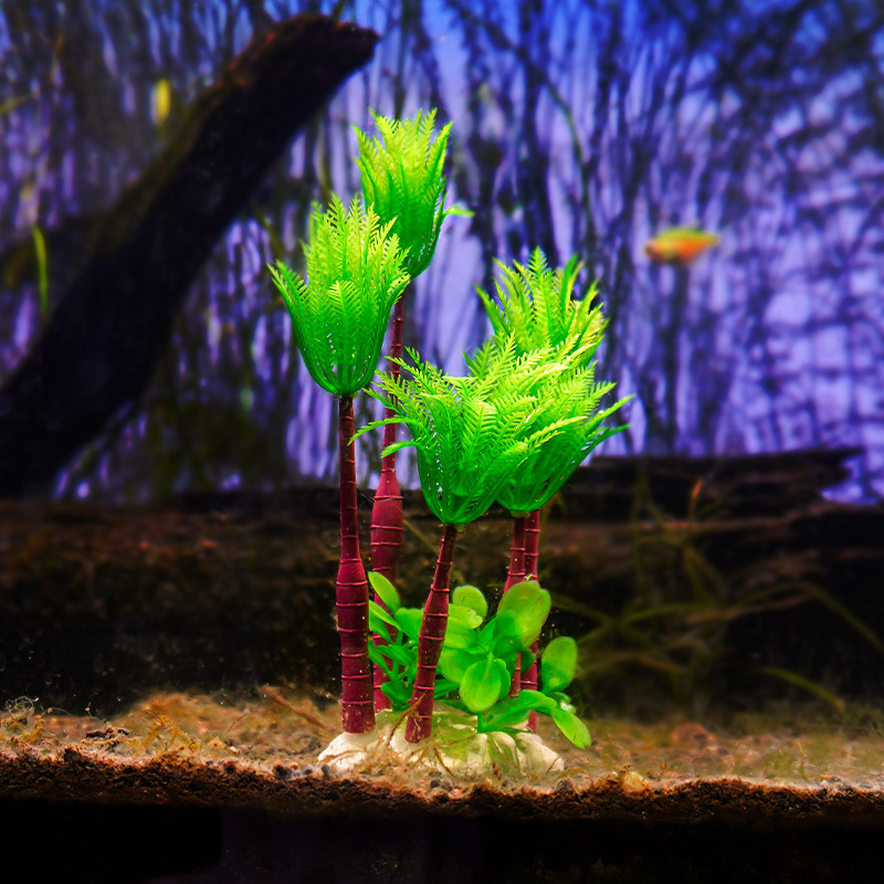 Simulación de árbol de coco Simulación de plantas acuáticas Spot Pecera al por mayor Escenografía Acuario Decoración Hotel Bienes raíces Sand Suministros