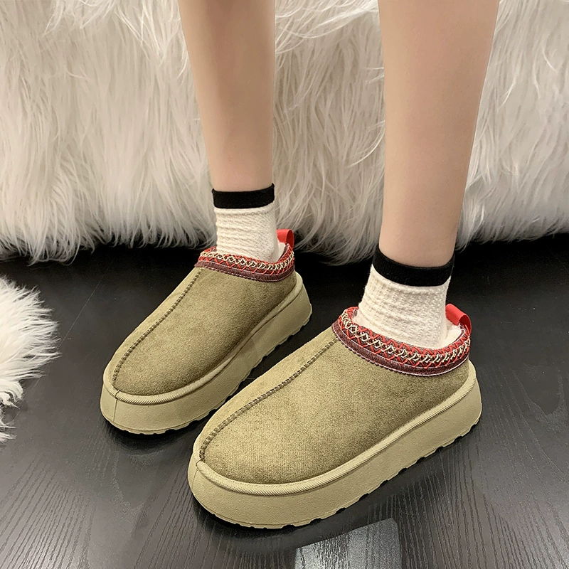 Зимние платформенные туфли, размер плюс, тёплая обувь на Slip-on, коллекция 2023