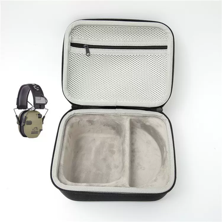 现货轻便黑色防噪音耳罩 耐用便携EVA材质专业射击防护耳罩收纳包