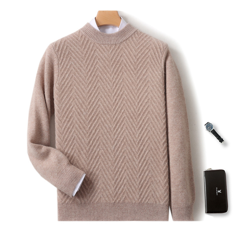 Men's woolen demi-season knitted sweater for leisure