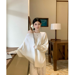 新款宽松蝙蝠袖毛针织女秋冬软糯慵懒感百搭上衣奶杏色卡其色咖色