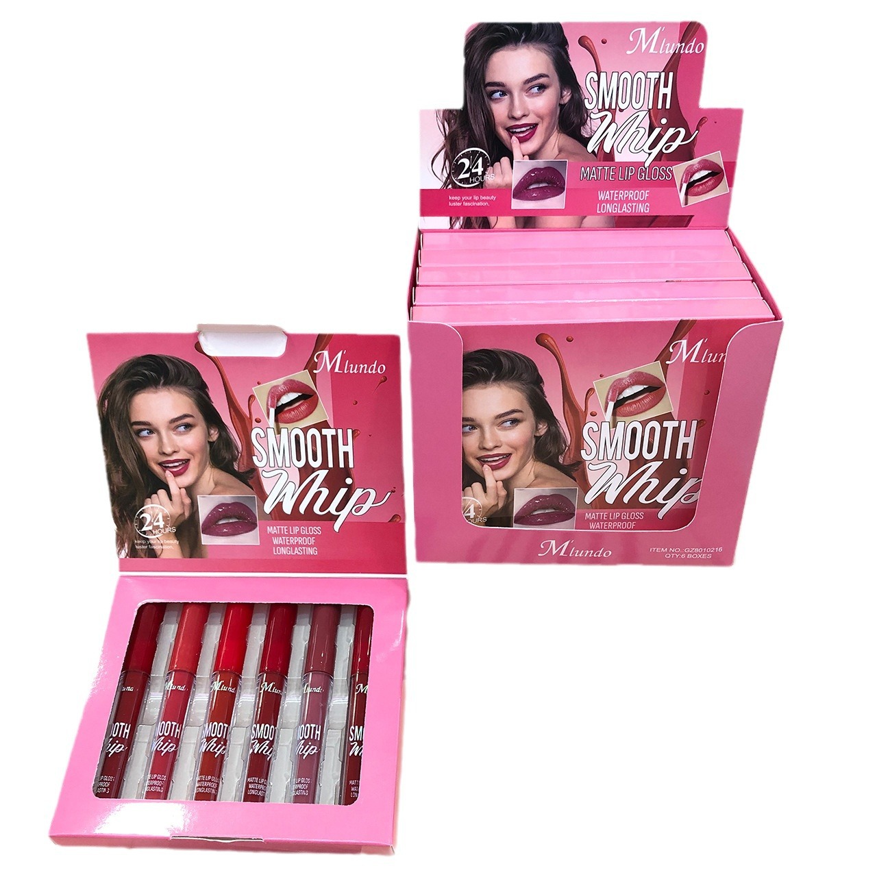 Nuevo producto MLUNDO, set de 6 labiales mate antiadherentes, brillo labial, venta al por mayor.