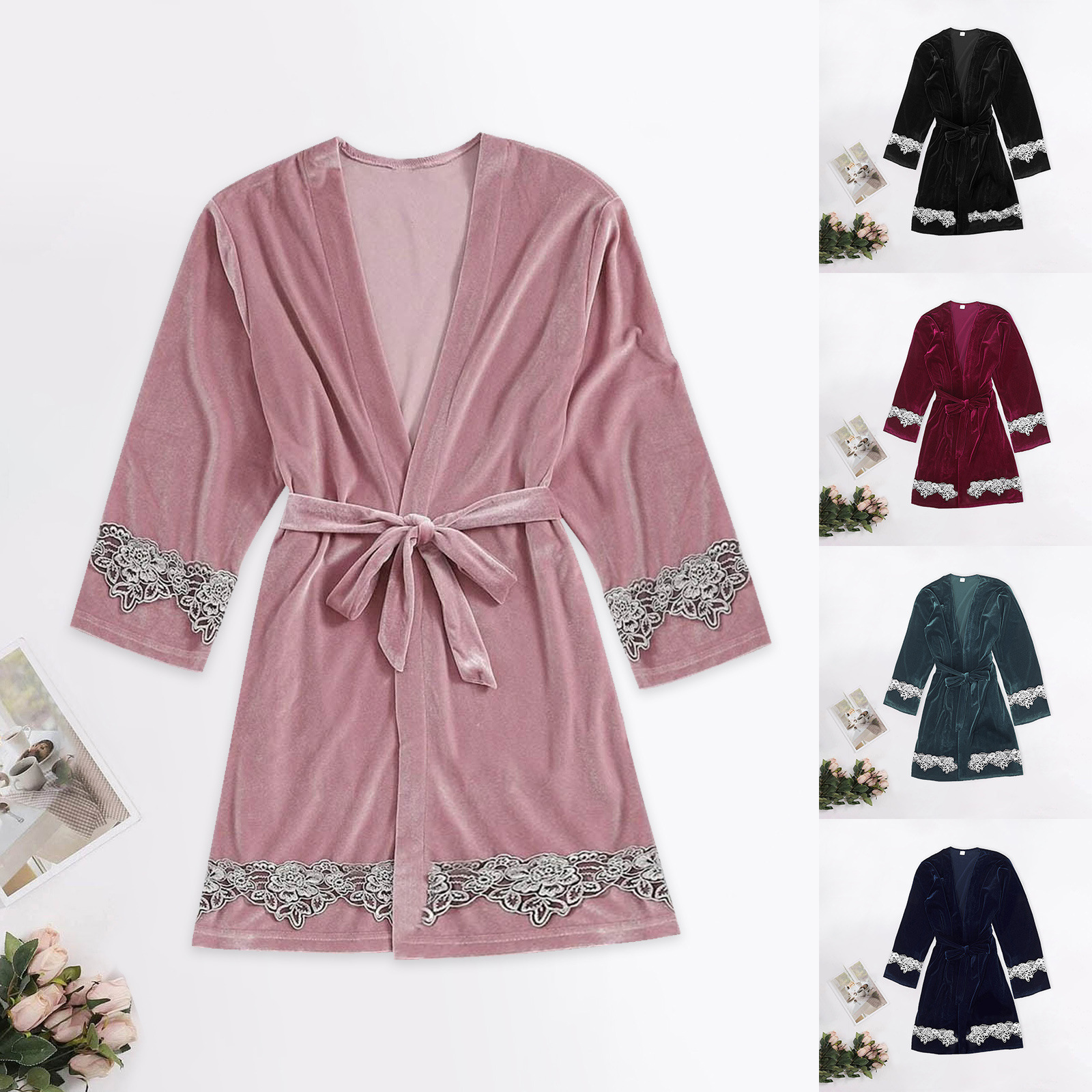 Explosions gold velvet nightgown sexy underwear autumn sexy women autumn and winter home clothes wholesale Europe and the United States a generation of hair