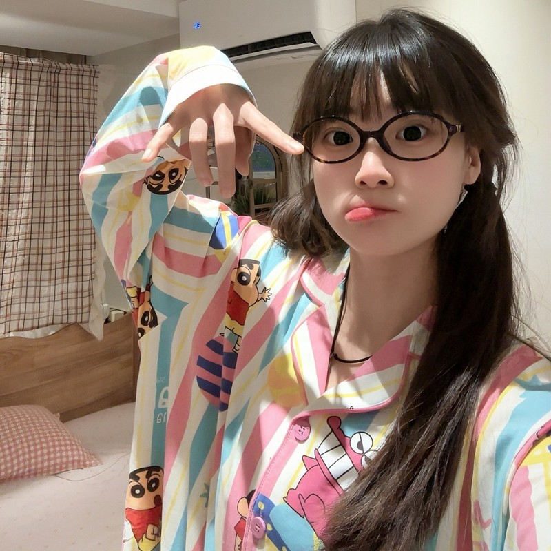 睡衣女春秋夏季云朵棉长袖长裤开衫可爱卡通少女可外穿家居服套装|undefined