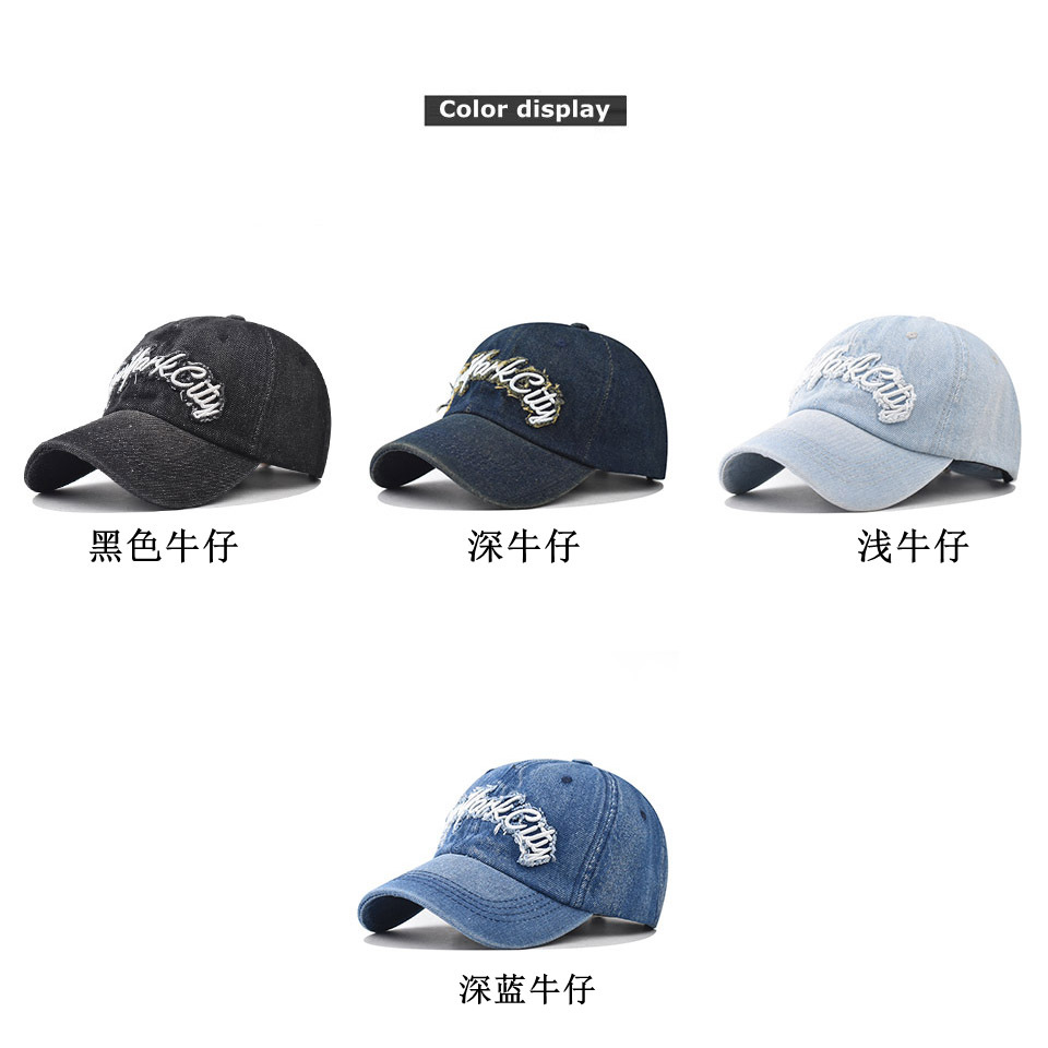 Lavados coreanos para hacer viejas letras bordadas sombreras de béisbol de la ciudad de Nueva York personalidad masculina y femenina sombrera de lengua de pato image 3