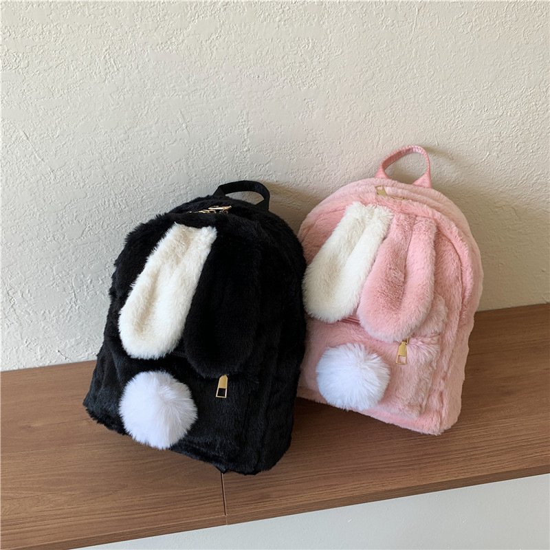 2024 Japanese Style Cute Bunny Ears Girl's Backpack Korean Style Harajuku Crossbody Bag Large Capacity Mao Mao Backpack