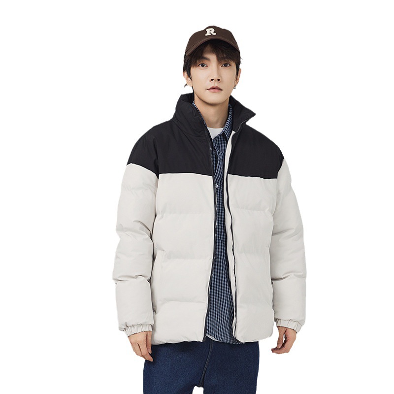 Ropa de algodón acolchada de marca de moda 2023 Invierno nuevo cardigan collar de pie cálido a prueba de viento ropa de pan suelto ropa de pareja ropa acolchada de algodón de todo fósforo