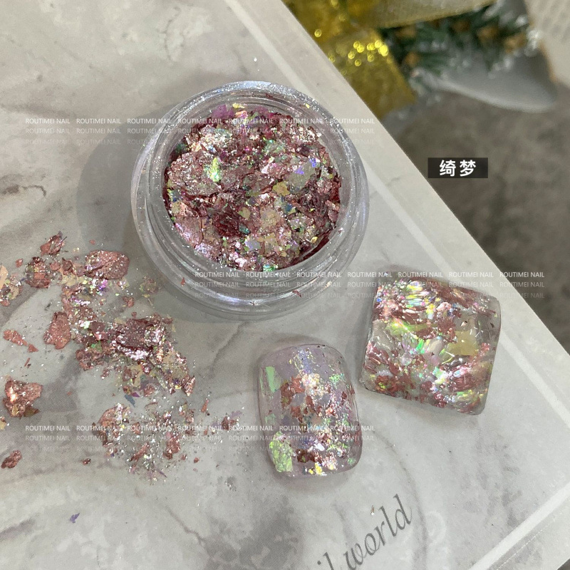梦幻冰晶高光欧泊云锦粉 香槟金箔纸美甲 超闪超薄贴合日系装饰金|undefined
