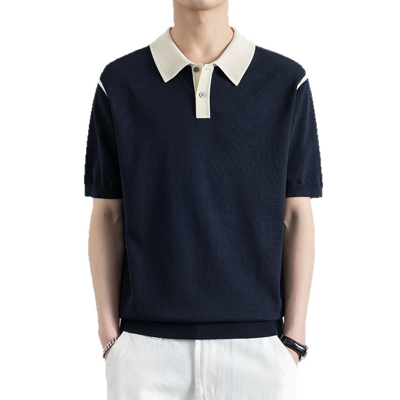 Polo camiseta de punto camiseta de manga corta camiseta de hombre paul línea tridimensional viejo qianfeng verano fábrica transfronteriza al por mayor