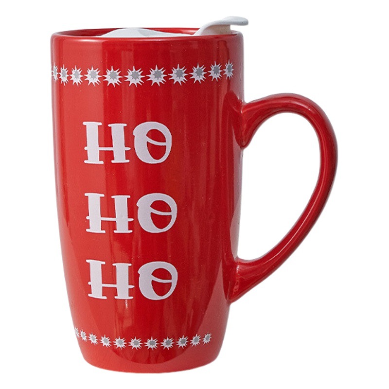 Creativo Navidad nuevo regalo Taza de cerámica de gran capacidad taza de agua con tapa letras impresas taza de alta apariencia