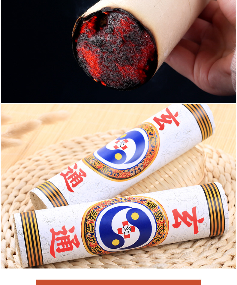 Xuantong Moxa Roll 5cm x 20cm 2 Pack Five Year Aged Mugwort Stick for Warming Moxibustion in use