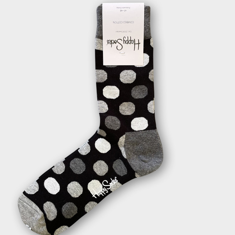 ハッピーソックス メンズソックス ミドル丈 コーマ綿 吸汗消臭 通気性 スウェーデン製 おしゃれ カラフル 薄手