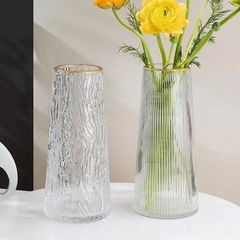 シンプルな透明なガラスの花瓶デスクトップフラワーアレンジメント水栽培ドライフラワー花瓶インスタイルの高価値リビングルームの装飾品