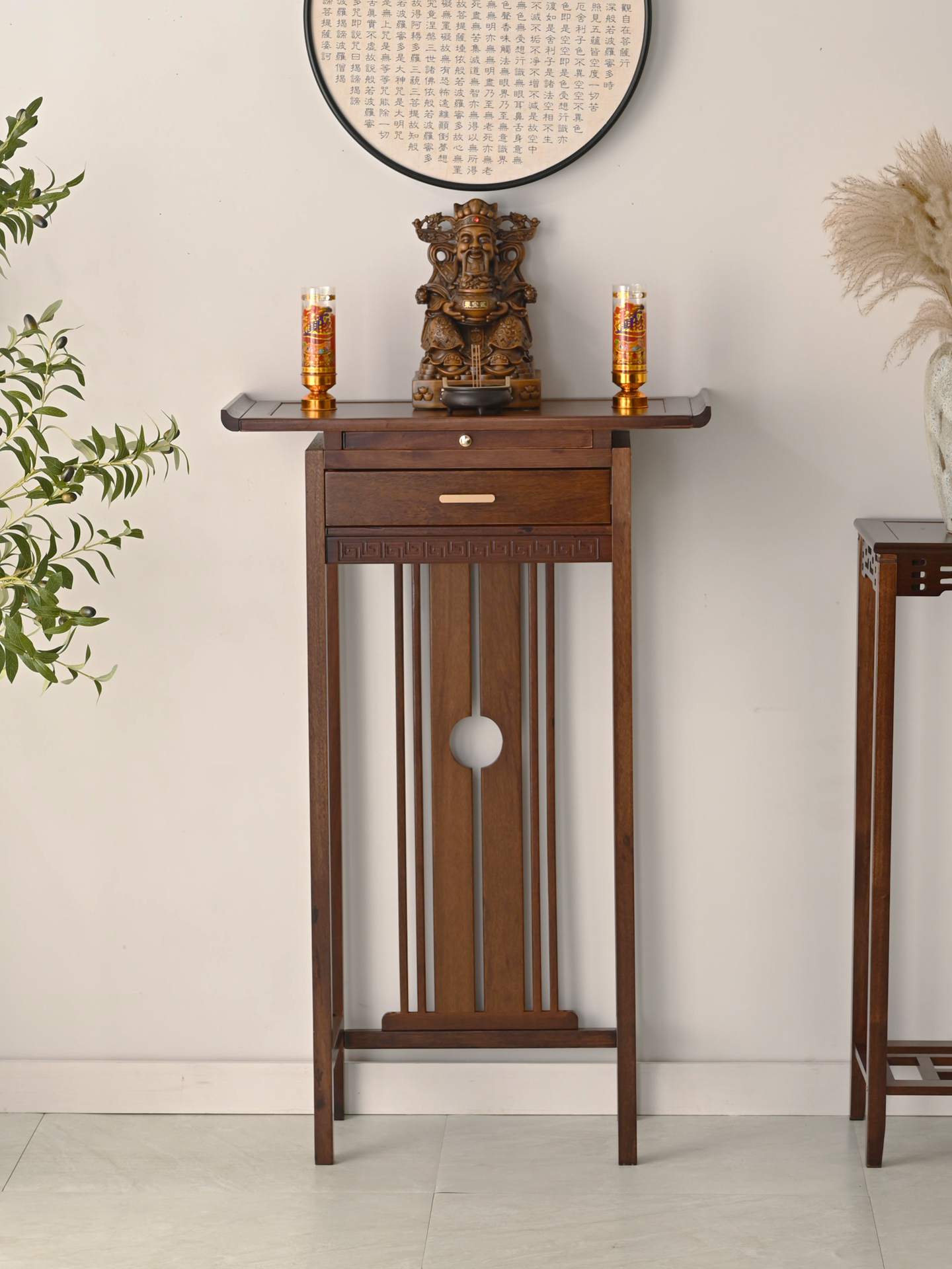 ✅ New Chinese-Style Solid Wood Offering Table, Household Altar Cabinet, Worship Table, Incense Table, Guanyin Buddha Statue Offering Seat