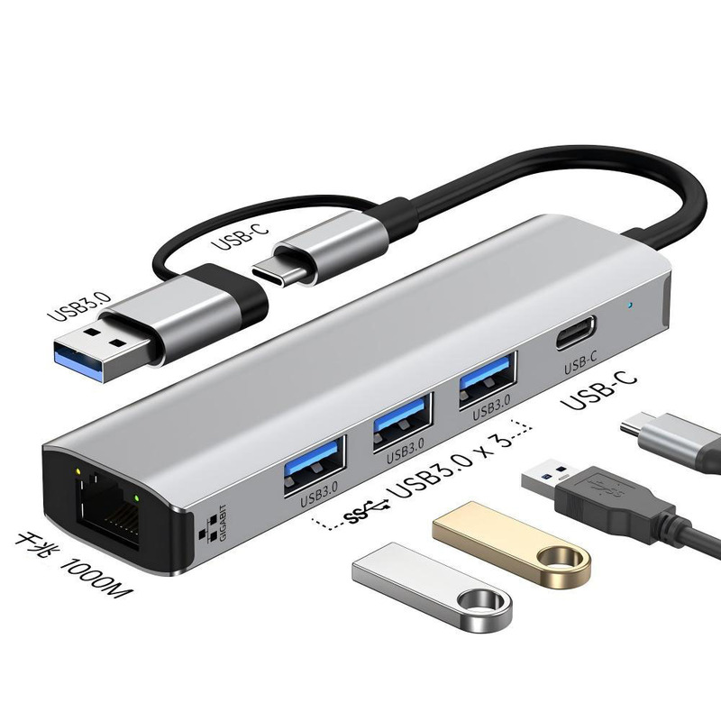 双头USB3.0拓展坞Type-c多功能集线器千兆网卡笔记本多功能扩展坞|undefined