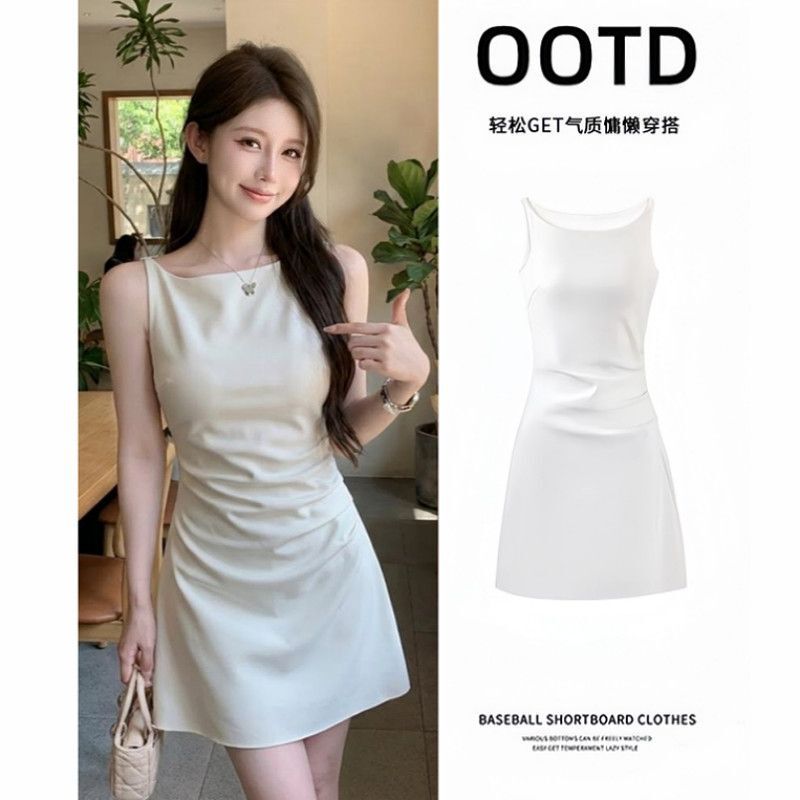 French-Style High-End Sleeveless Suspender Dress for Women, New Summer Model, Exquisite Waist-Cinching, Stunning Base Dress, Short Dress