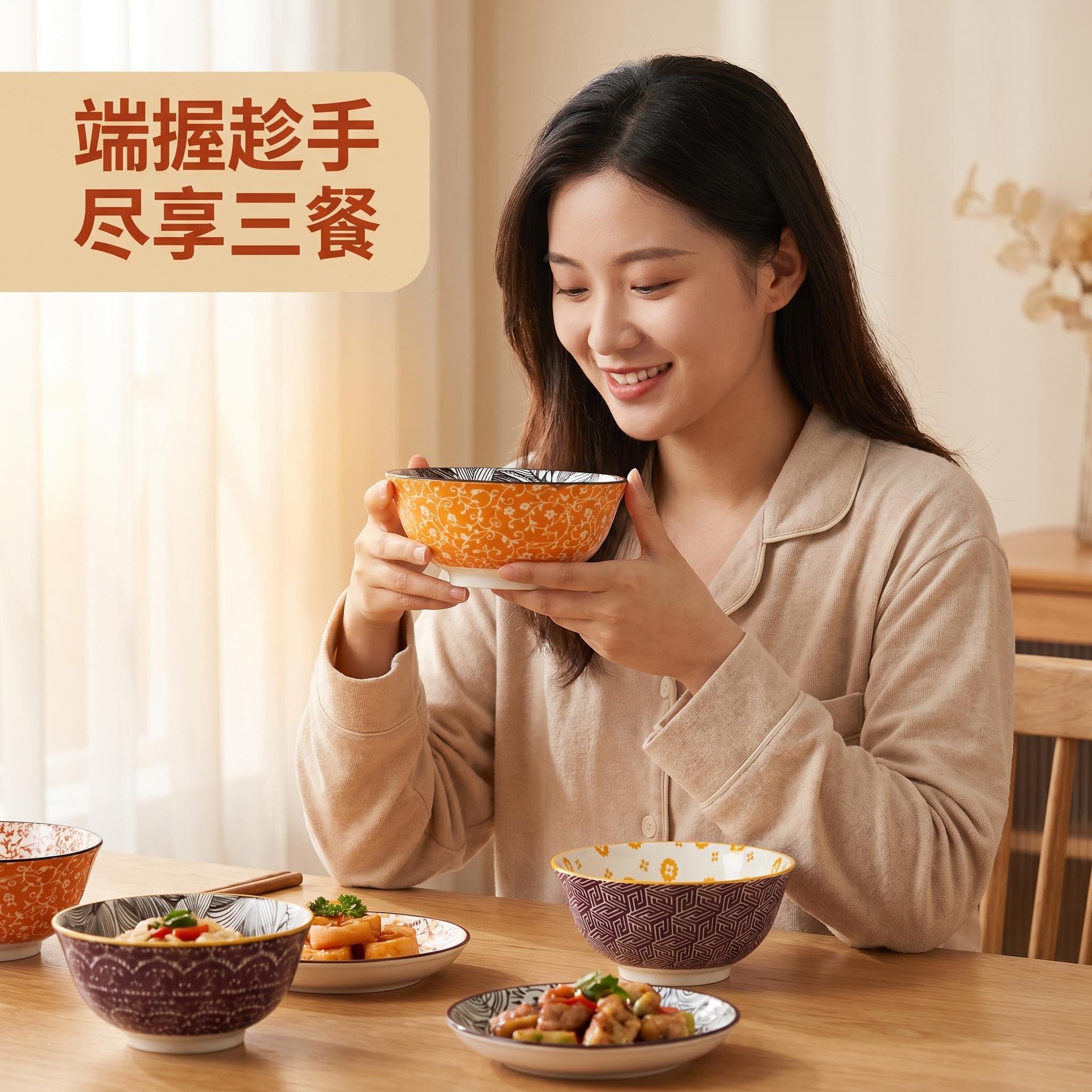 Tazlo de cerámica de alto valor bajo esmalte de color Tazlo de cerámica japonesa Tazlo de arroz doméstico de alto valor creativo en cubiertos de viento