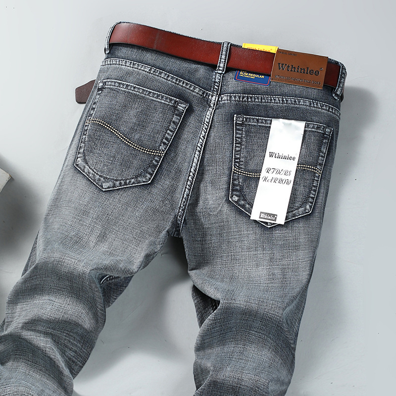 Wthinlee Jeans Men's Straight Loose Black Stretch Spring and Summer Thick Slim Fit Washed Casual Pants Wthinlee Jeans Men's Straight Loose Black Stretch Spring and Summer Thick Slim Fit Washed Casual Pants